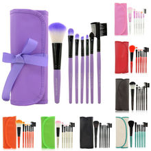 7pcs/set Makeup Blush Eyeshadow Lip Brush Cosmetic Brushes Set Kit + Bag Case