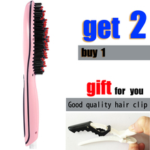 2016TOP-Sale Electric Fast Hair Brush Straightener Comb LCD Electric Smooth Ceramic Hair Brush Straightening Irons Flat Comb