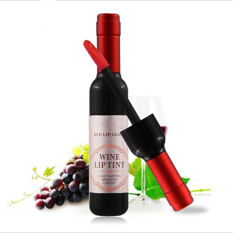 Мода подлинные 6-цветной вина бутылка блеск для губ Прочного влаги не выцветает обесцвечивание Волшебным Соблазнительные бесплатная доставка I061