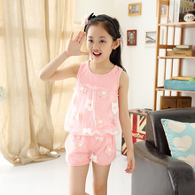 2016 New Printing Flower With Lace Baby Girls Summer Sets Cotton Girl’s Clothing Set Kids Girl Vest Shorts Outfit Sets XY00104