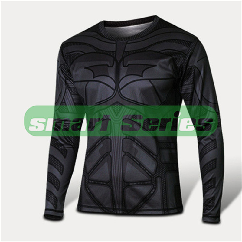 Marvel Super Heroes Avenger Batman sport T shirt Men Compression Armour Base Layer Long Sleeve Thermal