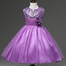 High Quality Mesh Party Girls Dresses Sequined Tutu Wedding Summer Flower Evening Princess Formal Kids Clothes Vestidos NTQ059