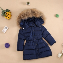 2016 winter child down coat baby children’s clothing female child children raccoon fur down coat medium-long fashion family