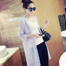 Beach Cover Up Blouse Women V-Neck Loose Half Sleeve Tops Solid W/Chiffon Long Blouse Lady Sunscreen Cardigan Tops Blusas New