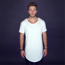 New Fabric Comfortable soft t shirts cool men’s oversized extended t shirt side split t shirt casual swag hip hop tee shirt XXXL