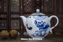 Real Jingdezhen Blue and white ceramic teapot 300ml chinese porcelain kung fu tea set drinkware pot