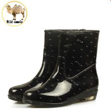 Women Waterproof Rain Boots Summer 2015 New Fashion Eur Size 36-40 Mid-calf Dots Plaid Leopard Rubber Rainboots Shoes 511