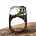 Real Flower Bubble Secret Wooden Resin Rings Bague Transparent Handmade Unique Ring Luxury Brand Jewelry Women