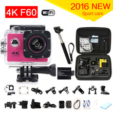 gopro hero 4 Action Camera 4K F60 WiFi 15fps Sport extreme Diving Helmet mini Cam 30M Waterproof go pro camera Style+monopod+bag