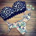 New Design Women Bikini Set Sexy Bra Lace Swimsuit Push up Swimwear Beach Black S L