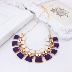 2015 Trendy Necklaces Pendants Link Chain Collar Long Plated Enamel Statement Bling Fashion Necklace Women Jewelry