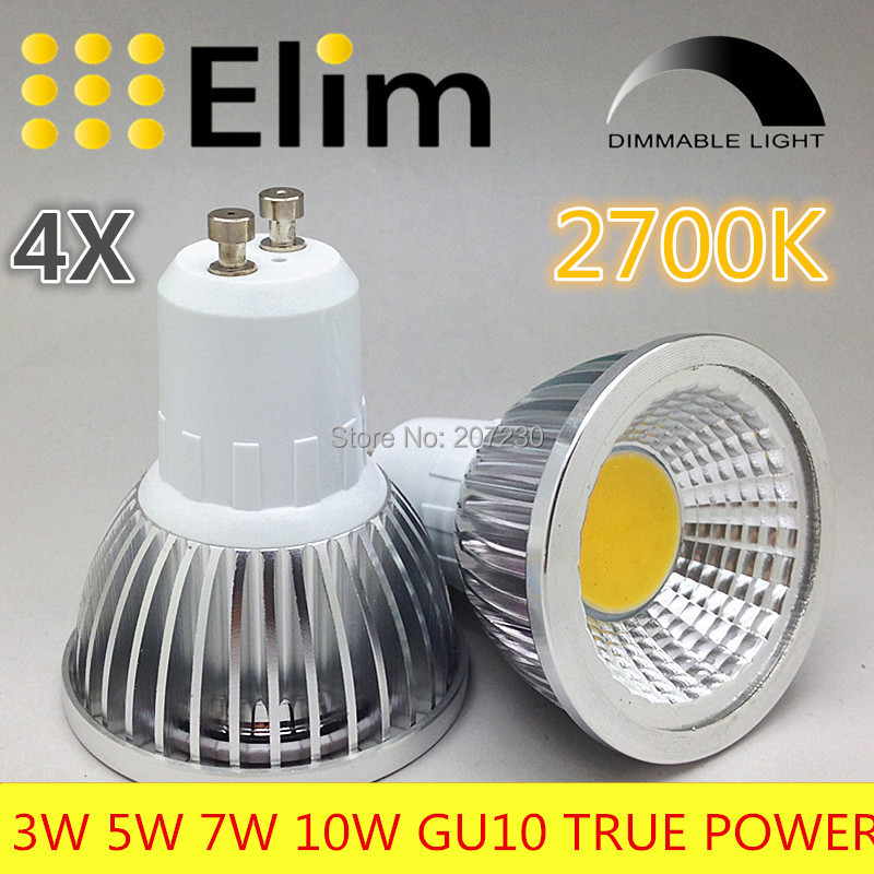 4pcs led GU10 COB dimmable 2700K 4500K Warm White 3W 5W 7W 10W LED GU10 lamp