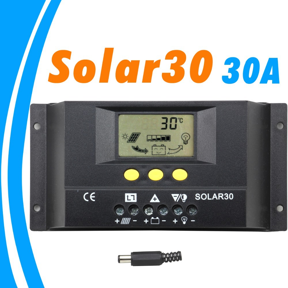30A Solar Charge Controller LCD Charge Controller 12V 24V PV Panel Battery Charger Controller Solar System Home Indoor Use 30A Solar Charge Controller LCD Charge Controller 12V 24V PV Panel Battery Charger Controller Solar System Home Indoor Use