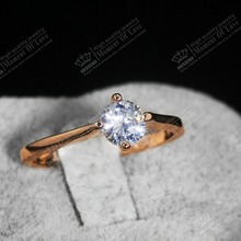 18K Rose Gold Plated TOP quality Classic 4 Prong Sparkling Solitaire 1ct CZ Wedding Rings Women jewelry (C20071R0170-2.3g)