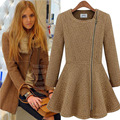 2016 Ladies Autumn New Retro Elegant Woolen Double Front Opening Tie Coat Cheap Fashion Women Winter