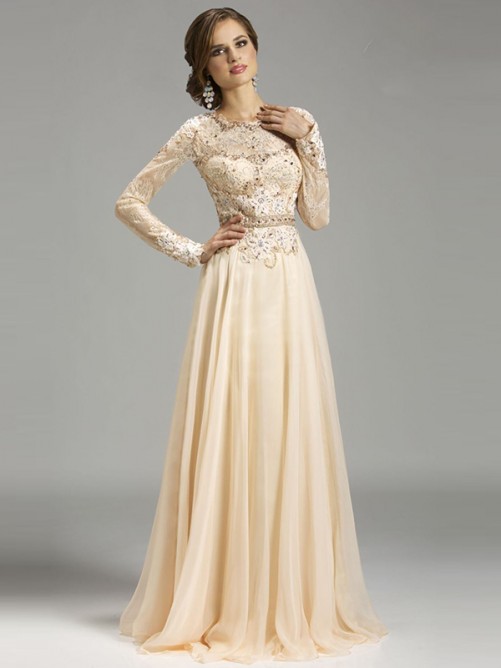 Collection Long Sleeve Long Dresses Formal Pictures - Reikian