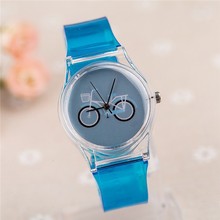 New Style Cartoon Watch 2015 New Fashion Women Bicycle Quartz Watch Casual Plastic Wristwatch Kids Sports Watch Relogio Clock