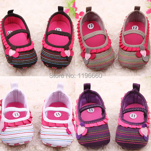 Cotton Cloth Four Flower Baby Shoes Striped Sole Shoes for Kids Cute Toddler Shoes