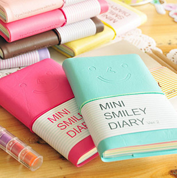 Diary Book Notebook Memo Note Cute Charming Mini Portable Smile Smiley Paper