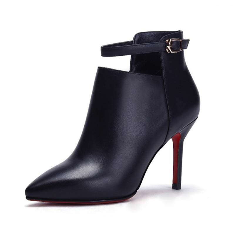 New Fall Design women sexy ankle boots Genuine Leather pointed toe thin high heels lady pumps women Martin boots shoes