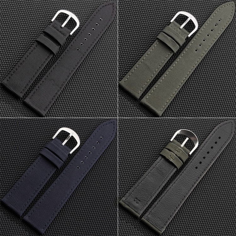 New Arrival Canvas Genuine leather inner Watchband Canvas Two Parts Watch Strap 18mm 20mm 22mm 24mm