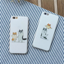 Cute husky For Apple 6plus phone shell protective sleeve iphone6s Shiba drop resistance shell female couple 5se