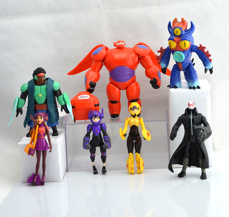 8pcs Set Big Hero 6 Figures Fred Tomago Honey Lemon Wasabi Cartoon