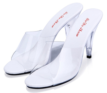 2015 Women’s Shoe Sandals Sexy Heels Geight 10cm Female High-Heeled Sandals Ultra High heels Slippers Transparent Crystal Shoes