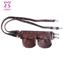 Black/ Brown Faux Leather Steampunk Pouch Belt / Waist Bags Corsets and Bustiers Accessories – Can Be Used In Burlesque Outfits