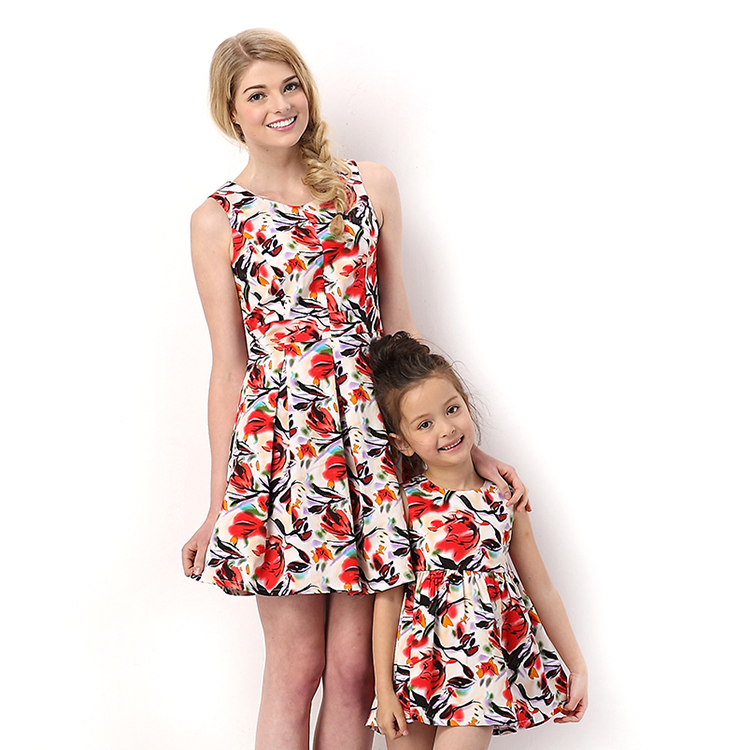HIHEART 2015 Mother Daughter Dresses Clothes Big Flower ...