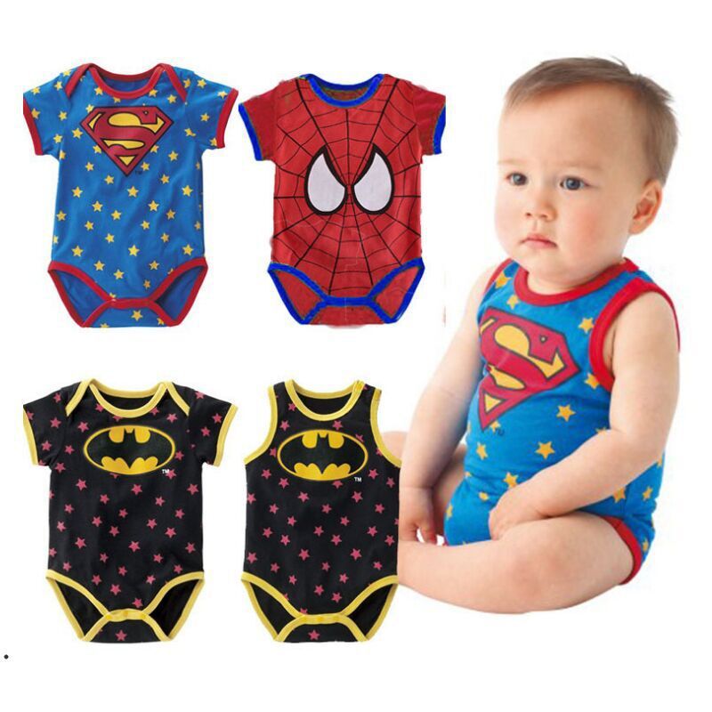newborn baby boy clothes 215 Summer new born baby clothing Cute cartoon spiderman Superman baby boy