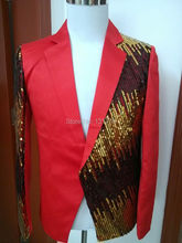 2015 men s Plus size ds dance stage costume for singer male slim paillette suit fashion