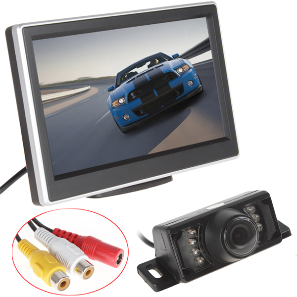 5 Inch TFT LCD Screen HD Panel Color Car Rear View Monitor + 7 IR Lights Night Vision Reversing Backup Camera