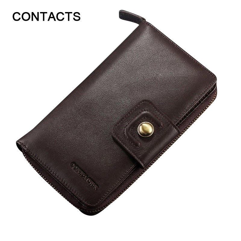 Genuine Leather Men Wallets hasp and zipper Business Male Wallet fashion Purse Cases Card Holder Mobile Phone