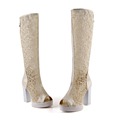 2015 New Sexy Cow Genuine Leahter Gold Sliver Women Wedding Shoes