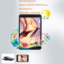  8 Tablet PC IPS Android 4 4 1280 800 IPS A33 ARMGoogle 16GB Quad Core