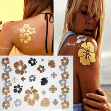 Artilady metallic tattoo set big size gold tattoo silver temporary tattoos metallic flash tattoos women tatoo on the body