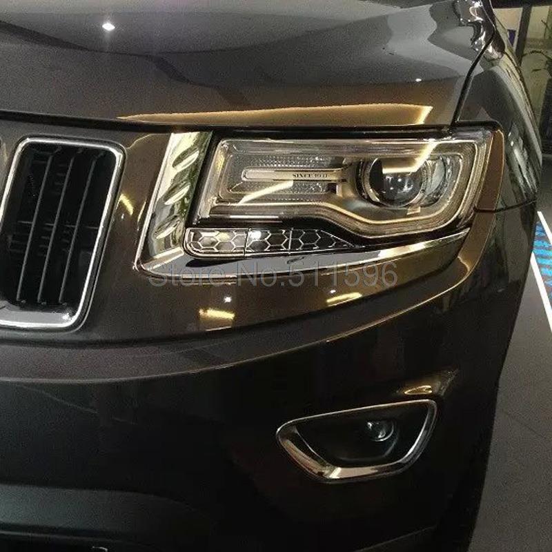 For Jeep Grand Cherokee 2014 Chrome Front Headlight Eyebrow Eyelid Garnish Trim Cover Chromium Styling Car Covers Accessories