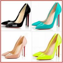 New 6 Colors Big Size Women’s Pumps Sexy Red Bottom High Heels Pointed Toe Shoes Woman Brand New Design Wedding Party Shoes