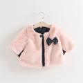 retail nova 2015 autumn winter fashion solid bow faux fur girls cape cute children outerwear coat