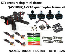 DIY FPV mini drone QAV180 / QAV210 race quadcopter frame kit pure carbon NAZE32 10DOF + D2204 + BLheli 12A ESC Special price
