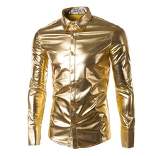 Night Club Wear Men’s Elastic Shirts Slim Fit Fashion Stylish Shiny Shirt Men’s Shirts Long Sleeve Outdoors Men’s Clothing XL