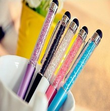2015 New Arrival Crystal Diamond Screen Capacitive Touch Stylus Pen for Universal Capacitive Pad Tablet+Ball Point Write Pen