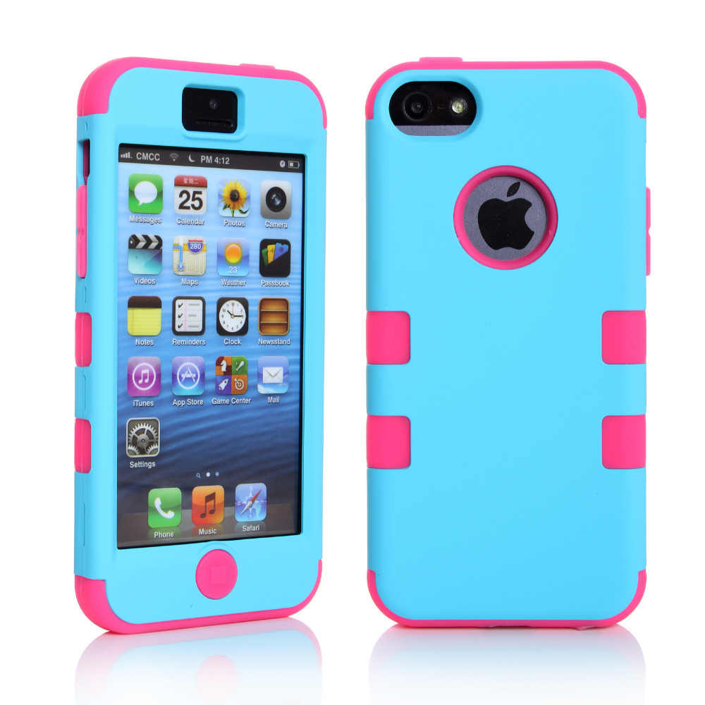Nice Colorful Silicone Varnish 3 in 1 Hard Case Cover For Case iPhone 5C Cover Screen