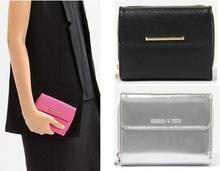 AD352 Modern Fashion solid quilted metal zipper PU Women lady girl money clip Wallet Purse day clutch singapore