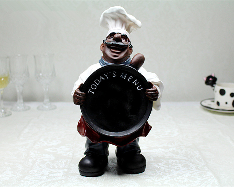 Adornos de cocina europeos resina creativa chef estatua restaurante bar