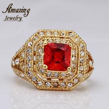 Free shipping brand Fashion Jewelry vintage big crystal CZ diamond ruby 18K rose Gold Plated lord
