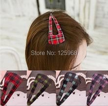 Free Shipping 2014 New Wholesale 20pcs/Lot Cute Girls Tartan triangle Hair Clip Fashion Hairgrips Hair Accessories