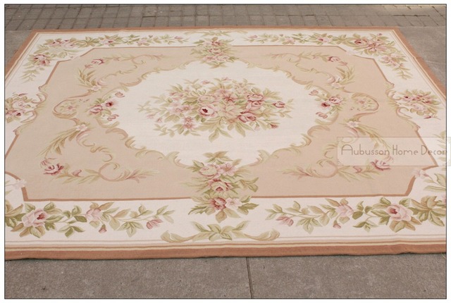 8'x 10 ' lana tejida mano francesa elegante lamentable de Aubusson