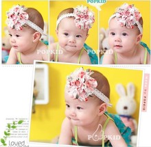 2 Colors Free Shipping Baby Chiffon Flower Headband Girls Lace Headband Infant Knitting Hair Weave Baby